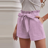 Kika Baumwoll-Leinen-Shorts | Sommerliche Bermudas Damen – Hellviolett