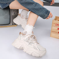 Damen Komfortable Chunky Sneakers mit einzigartigem Stern-Design – Khaki