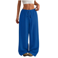 Damen Weite Sommerhose aus leichtem Stoff mit Gummizug – Blau