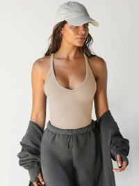 Emma | Ärmelloses Top mit V-Ausschnitt – Beige
