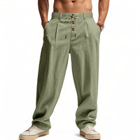 Hendrik | Herren Atmungsaktive Leinenhose – Olivgrün