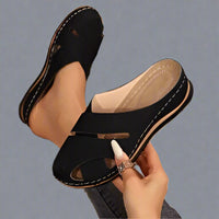 Greta | Bequeme Keilsandalen mit Zehenfreiheit – Schwarz