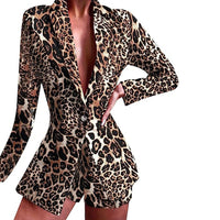 Damen Modischer Blazer mit kurzen Hosen und auffälligem Farbdesign – Braun