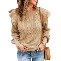 DAME LOCKERER LANGÄRMELIGER PULLOVER | BEQUEM UND STILVOLL – Khaki