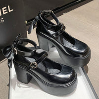 Damen Modische Plateau-Sandalen mit Schleifen-Detail – Schwarz