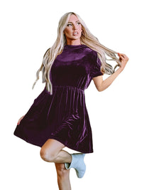 Heidi Mode | Einfarbiges Samtkleid – Lila