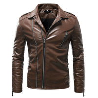 Herren Leder Bikerjacke mit Taschen – Braun