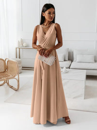 Damen Elegantes Wickel-Minikleid mit tiefem V-Ausschnitt und fließendem Stoff – Khaki
