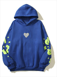 Heidi-Mode | Buchstabenprint Loser Kapuzenpullover Sweatshirt – Blau