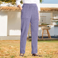 Sommerhose für Damen – Elegante Luftige Hose mit Gummibund – Lila