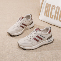 Damen Sportliche Sneakers mit modischem Design und rutschfester Laufsohle – Weinrot