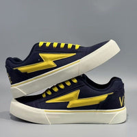 Damen Sneakers mit sportlichem Charakter und elastischen Schnürsenkeln – Blaugelb