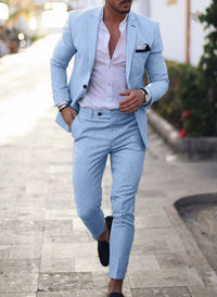 Herren Sommer 2-Teiliger Hochzeitsgast Anzug | Blazer und Hose – Himmelblau