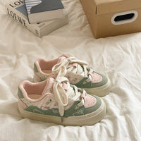 Damen Modische Sneaker mit floralem Design und atmungsaktiver Oberflächenstruktur – Mintgrün