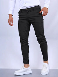LENNARD - SLIM FIT ELASTISCHE HOSE – Schwarz