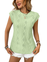 Heidi Mode | Jacquard T-Shirt mit Rundhalsausschnitt und kurzen Ärmeln – Knospe grün