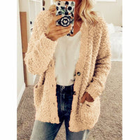 Teddy Damen Fleecejacke Mit Kapuze | Flauschiger Wintermantel – Beige