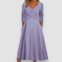 Eline | Knopfdetail Lässige Maxikleid – Lila