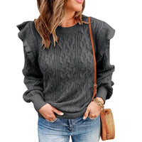 DAME LOCKERER LANGÄRMELIGER PULLOVER | BEQUEM UND STILVOLL – Grau