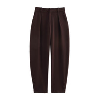 Heidi-Mode | Hem Mantel Eimer Hose Mini Rock Drei-teiligen Set – Braune Bucket Pants A03