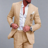 Ethan | Premium Leinen Anzug Set für Männer – Khaki