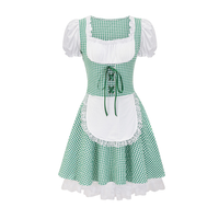 Damen Kariert Schulterfrei Oktoberfest Dirndl Kleid – Grün
