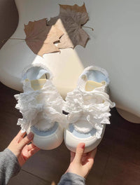 Damen Sneaker mit 3D-Rüschen-Design und atmungsaktivem Obermaterial – Blau