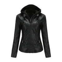 Bikerjacke Damen Mit Kapuze | Langarm und Reißverschluss – Schwarz