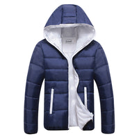 Mila | Wattierte Kapuzen Steppjacke – Navy + Weiß