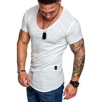 Herren V-Ausschnitt T-Shirt aus hochwertiger Baumwolle mit strukturierter Oberfläche – Weiß