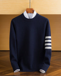 BENJAMIN - ENGER STRICKPULLOVER AUS WOLLE – Marine