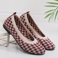 Damen Modische Ballerinas mit atmungsaktivem Strickoberteil – Rot