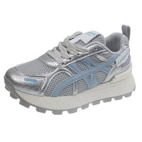 Damen Sportliche Lauf-Sneaker mit atmungsaktivem Mesh-Obermaterial und rutschfester Sohle – Silber
