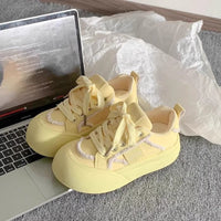 Damen Modische Plateausneaker mit lässigem Design und komfortabler Dämpfung – Gelb