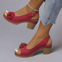 Benigna | Komfort-Sandalen mit Schnalle – Rot
