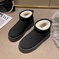 Damen Gemütliche Fleece-Stiefeletten – Schwarz