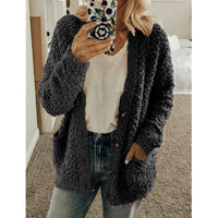 Teddy Damen Fleecejacke Mit Kapuze | Flauschiger Wintermantel – Schwarz