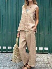 Monica™ | Bequemes zweiteiliges Sommerset – Beige
