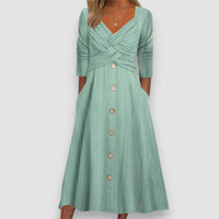 Eline | Knopfdetail Lässige Maxikleid – Grün