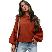 Damen LANGARM RUNDHALS STRICKPULLOVER | MODERNER STIL, KOMFORTABEL, VIELSEITIG – Braun