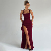Blythe | Rückenausschnitt Maxi Festliches Kleid – Claret