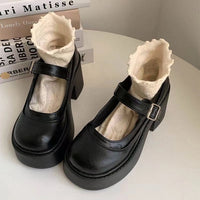Retro Dirndl Schuhe für Damen | Plateau – Schwarz