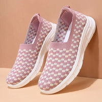 Damen Slip-On Sneakers mit flexiblem Strickdesign – Rosa