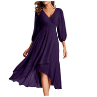 Karin™ | Elegantes Kleid mit V-Ausschnitt – Dunkelviolett