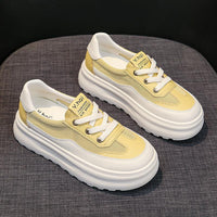 Damen Modische Chunky Sneaker mit atmungsaktivem Obermaterial und dämpfender Sohle – Gelb