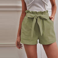 Kika Baumwoll-Leinen-Shorts | Sommerliche Bermudas Damen – Oliv