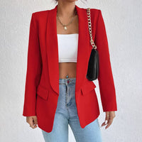 Damen Langarm Offene Front Blazer | Elegante – Rot