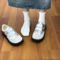 Damen Komfortable Klettverschluss-Sneaker mit atmungsaktivem Obermaterial – Silbergrau