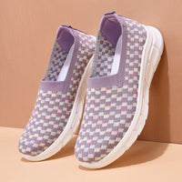 Damen Slip-On Sneakers mit flexiblem Strickdesign – Violett