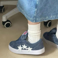 Damen Sneakers mit stylischen Sternen-Applikationen – Blau